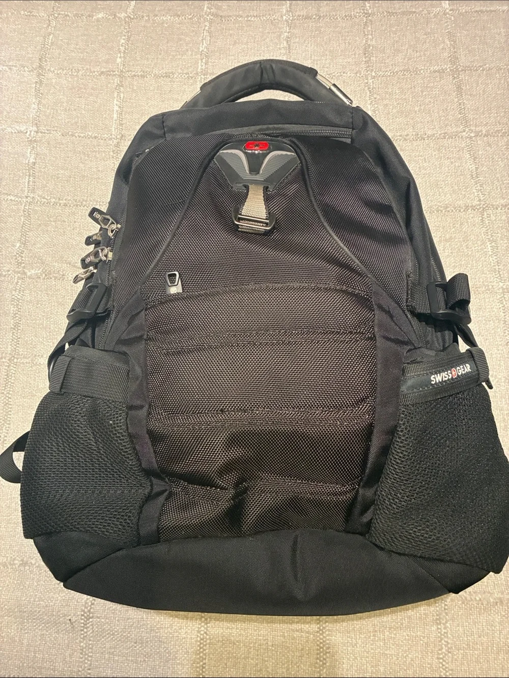 SwissGear Black Everyday Laptop Backpack with Red Logo Accent